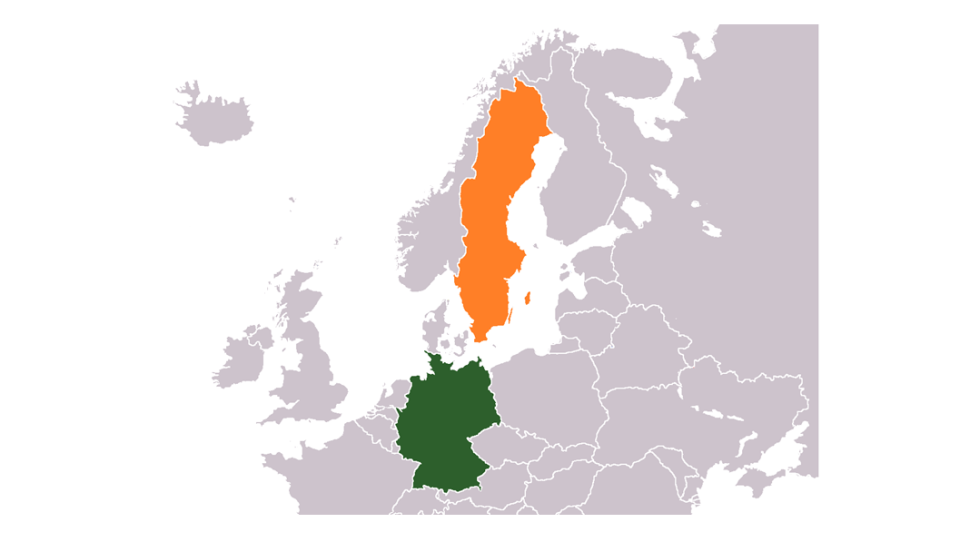 Landkarte deutsch-schwedische Beziehungen
